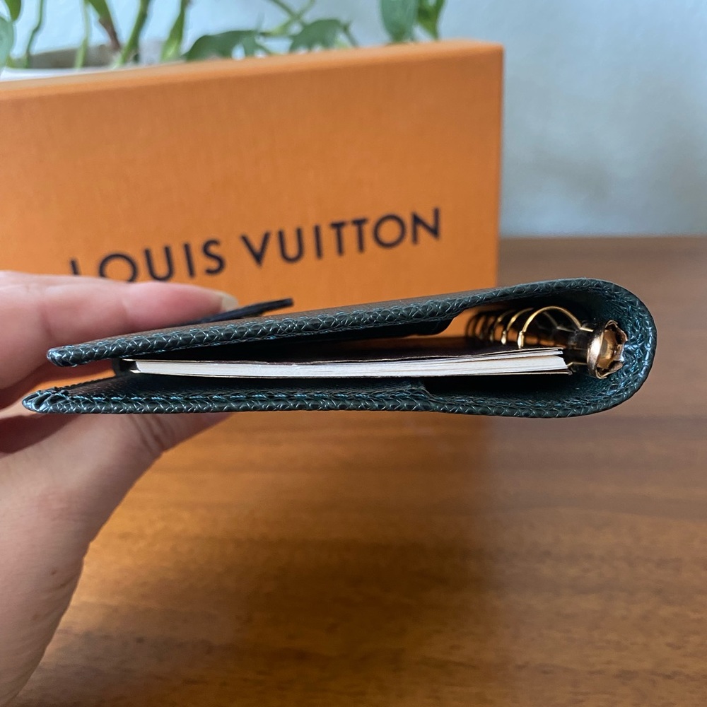 Louis Vuitton Green Taiga Leather Agenda PM Passport Wallet w/  Stickers & Paper - Picture 11 of 16